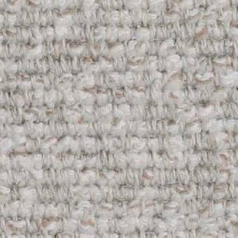 Off-white woven fabric texture with beige and light brown threads, featuring a raised grid pattern and matte, nubby surface.